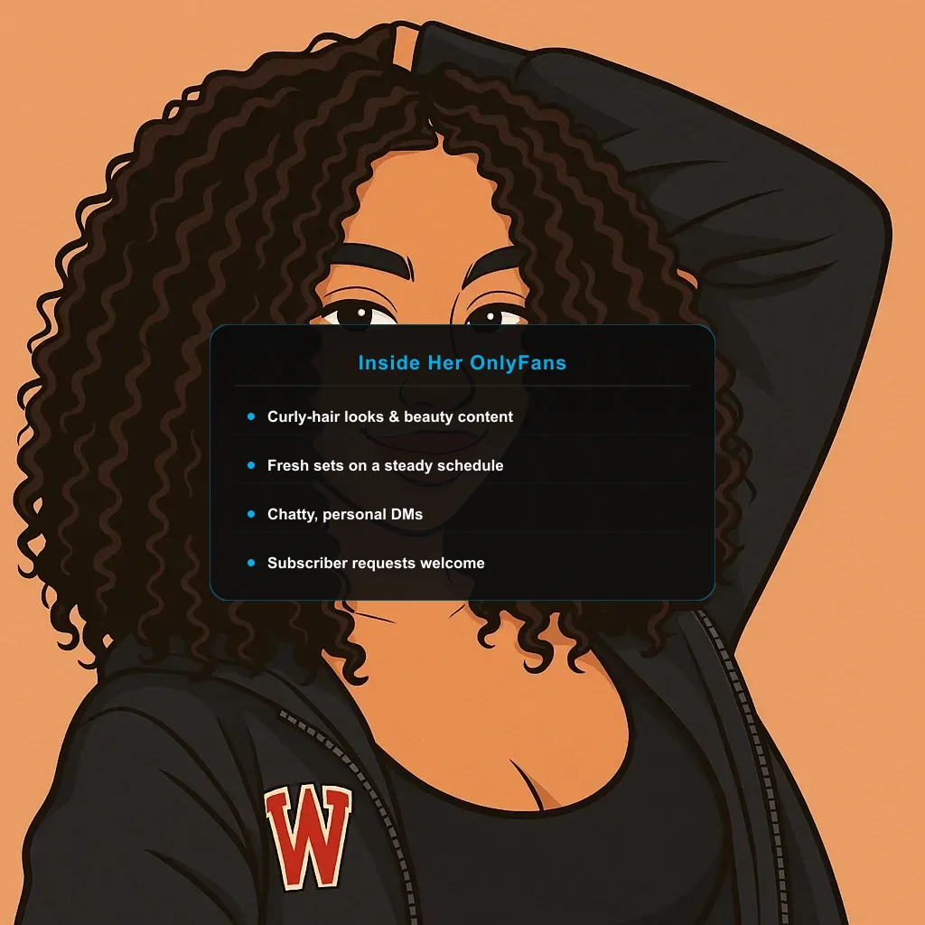 illustration of Curlygurlxoxo with a what-fans-get card