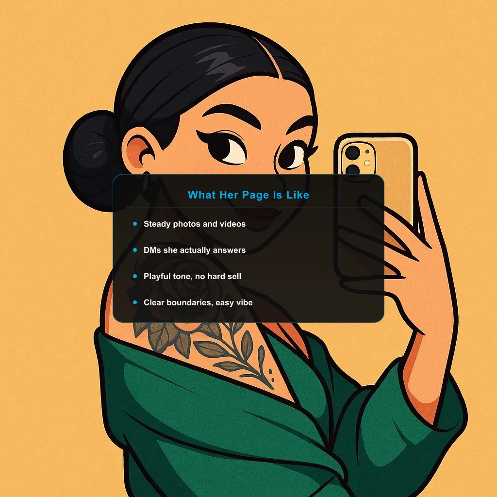 illustration of Miya Acacia with a what-fans-get card