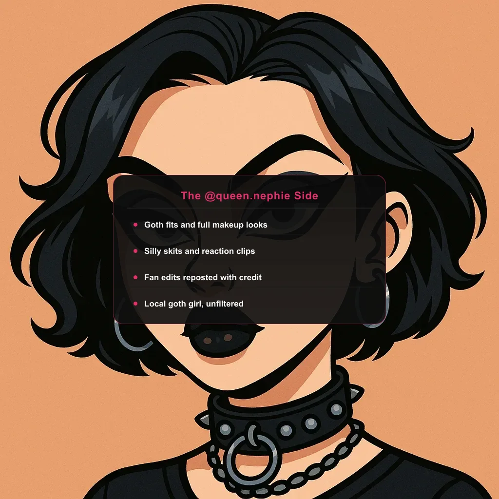 portrait of Queen Nephilim with an Instagram peek card